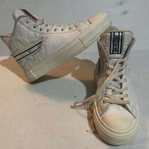 Christian Dior Shoes - Christain Dior “WalkNDior” High Top White Leather Sneakers